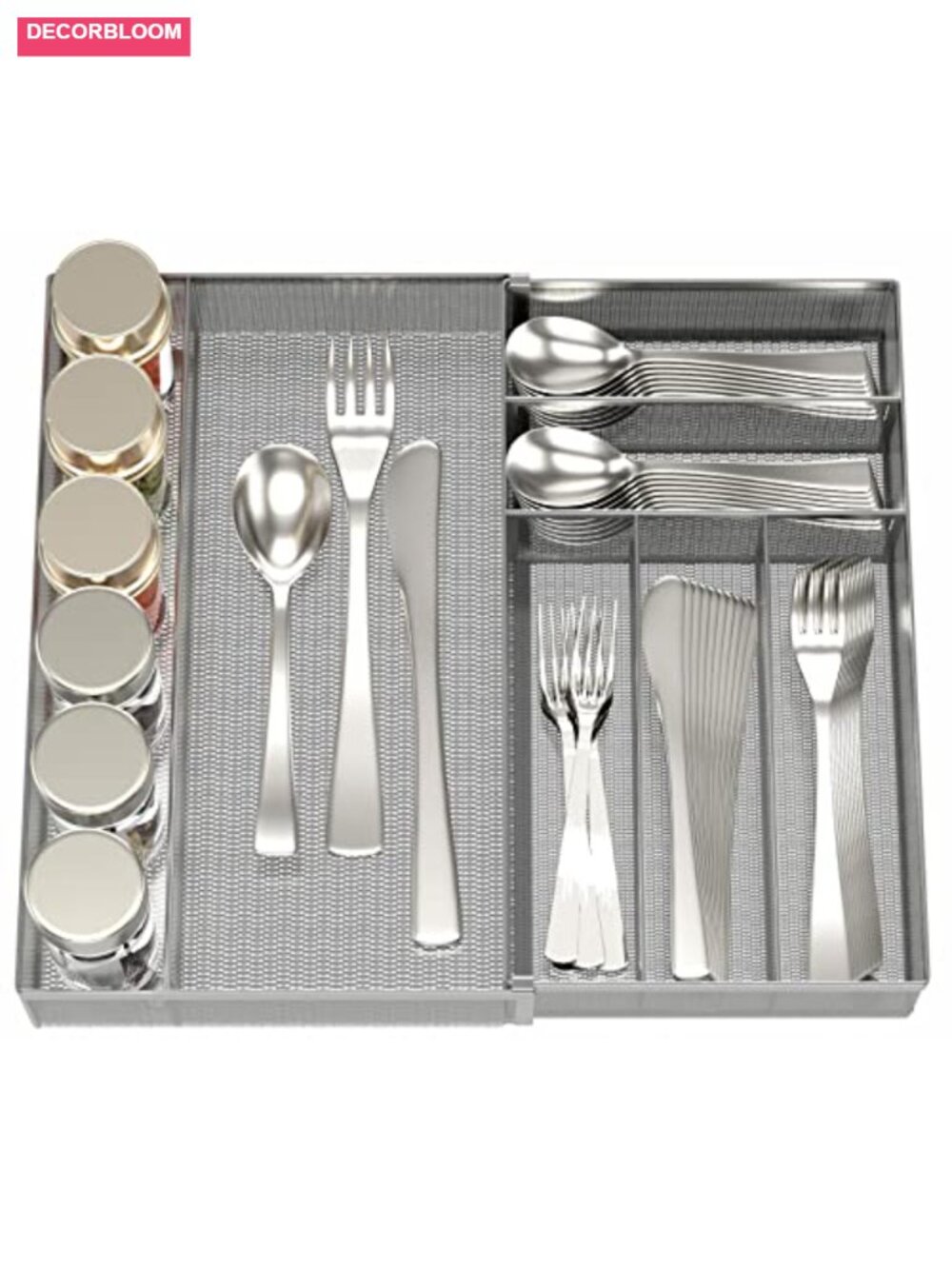 Expandable Carbon Steel Utensil Drawer Organizer Mesh Cutlery Tray Non-Slip